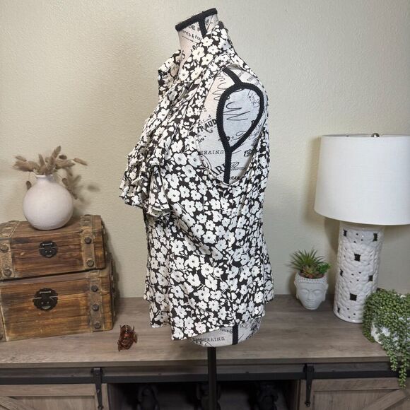 Lauren Ralph Lauren Floral Silk Ruffle Blouse Size L Pet Classic Preppy Y2k - Picture 3 of 7